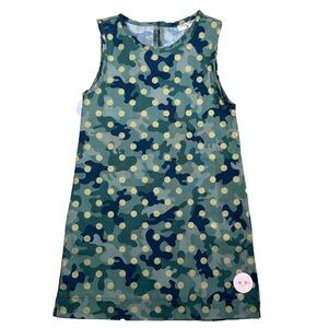 Smiling Button Polka Dot Dress Girls Green Camo Gold Tunic